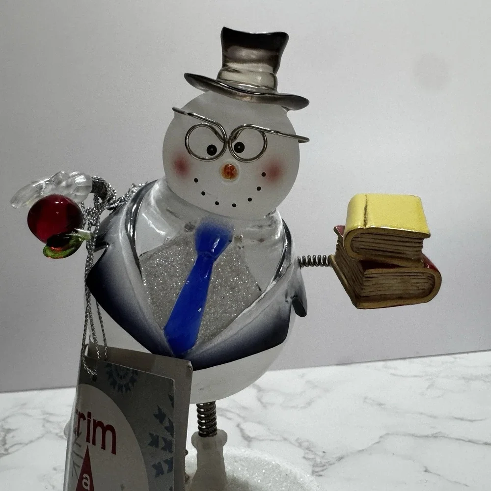 LED Snowman Librarian Professor Books figurine Changing Colours Christmas Decor